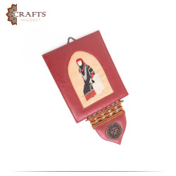 Handmade Burgundy Leather Wall Hanging with the design of The Lady of Salt