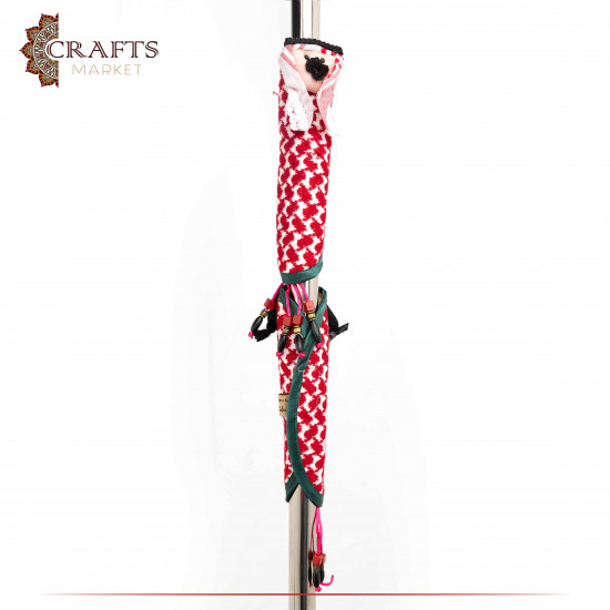 Handmade Duo-Color Fabric Fridge Handles Set in a Jordanian Man and Woman Design, 2PCs