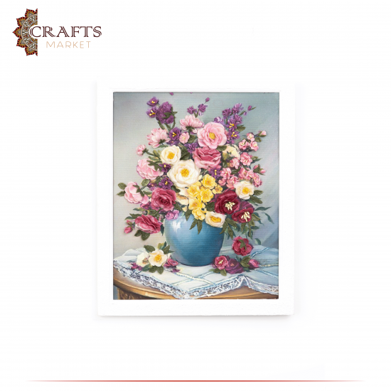 Hand Made Wall Art with ceramic paste Flowers design