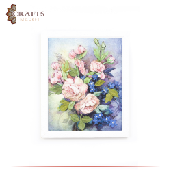 Handmade wall painting with ceramic paste Russian Flowers design