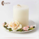 Luxury Pillar Candle with Plate in a Roses Design