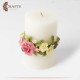 Luxury Pillar Candle with a Ceramic Roses Design