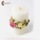 Luxury Pillar Candle with a Ceramic Roses Design