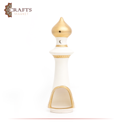 Handmade Duo-Colored Ceramic Candlestick Holder  Mosque Minaret  Design 