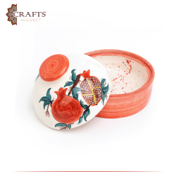 Handmade Multi Colored Ceramic Service Pot " Pomegranate " Design 