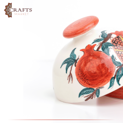 Handmade Multi Colored Ceramic Service Pot  Pomegranate  Design 