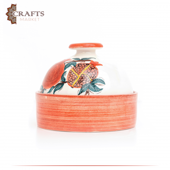 Handmade Multi Colored Ceramic Service Pot  Pomegranate  Design 