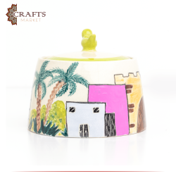 Handmade Multi Colored Ceramic Service Pot " Village" Design 