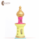 حامل شموع من الخزف مصنعة يدويا بتصميم مئذنة مسجد بالوان متعددة 