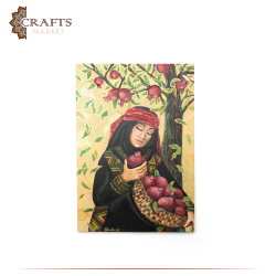 Hand-Painted Wall Art  Girl With Pomegranate Fruit  Design