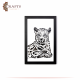 Hand-Painted Glass Painting with Tiger Design