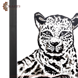 Hand-Painted Glass Painting with Tiger Design