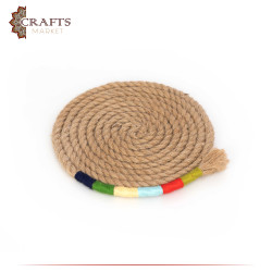 Handcrafted Beige Burlap Coaster With a Modern Design 