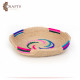Handcrafted Multi-Color Round Burlap Plate with a Modern Design