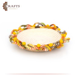 Handcrafted Multi-Color Rounded Plate with a Delicate Design