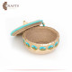 Handcrafted Duo-Color Round Burlap Covered Plate with an Indian Design
