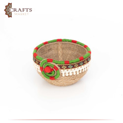 Handcrafted Multi-Color Round Burlap Plate with an Indian Design