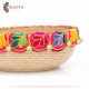 صحن دائري مصنوع يدويًا من الخيش بتصميم هندي بألوان متعددة