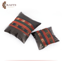 Handmade Multi-Color Genuine Leather Pillow Cover Set 2 Pcs