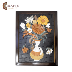 Handcrafted Multi-Color Natural Stones Wall Art Flowers Vase Design