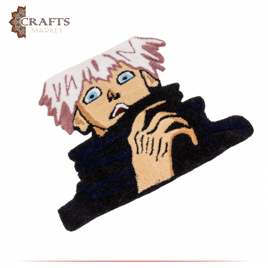 Handmade Multicolor Fabric Carpet in a Jujutsu Kaisen  Anime Character Design 