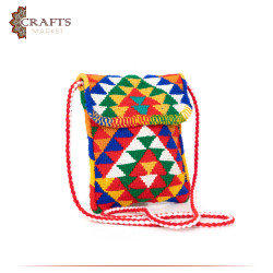 Handmade Multi-Color Wool Bag with a Traditional "Margoum" Design