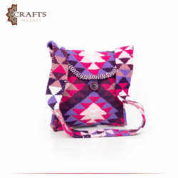 Handmade Multi-Color Wool Bag with a Traditional Margoum Design