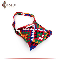 Handmade Multi-Color Wool Bag with a Traditional Margoum Design