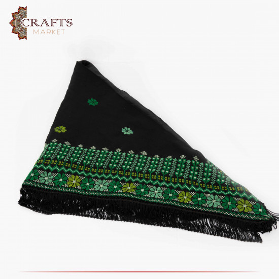 Hand-embroidered Blck fabric shoulder shawl with "peasant embroidery" design
