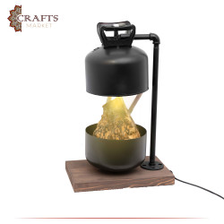Handmade Duo-Color Metal Table Lamp with a Wood stove Design, For Home Décor