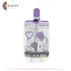 Handmade Duo-Color Swedish Wood Key Holder with a Violet Flowers Design