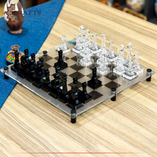 Handmade Duo-Color Acrylic Chess Table with a modern design