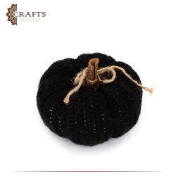 Handmade Black Wool Crochet Table Decor Pumpkin Design
