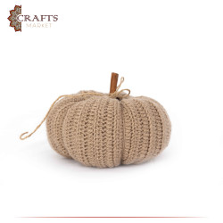 Handmade Beige Wool Crochet Table Decor Pumpkin Design