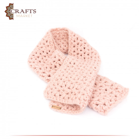 Hand-knitted Pink Mohair Winter Scarf with a Modern Design