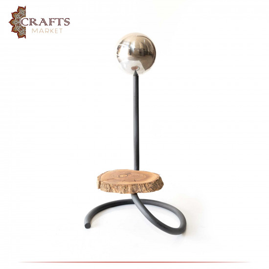 Handcrafted Aluminum & Wood Helmet Stand with a Luxurious Design