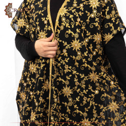 Hand-embroidered Duo-Color Georgette Women's Abaya in "Indian" Design