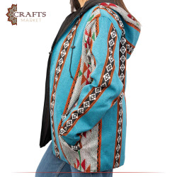 Hand-embroidered Turquoise Sadu Fabric Unisex Jacket 