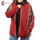Hand-embroidered Red Sadu Fabric Unisex Jacket 