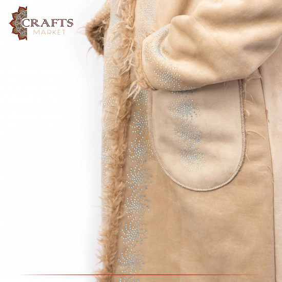 Hand-embroidered Beige Fura Woman's abaya
