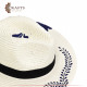 Handmade Beige straw hat with motif design