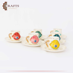 Porcelain Turkish Coffee Set with Hand Design, 12PCs