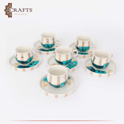 Porcelain Turkish Coffee Set with "Village" Design, 12PCs