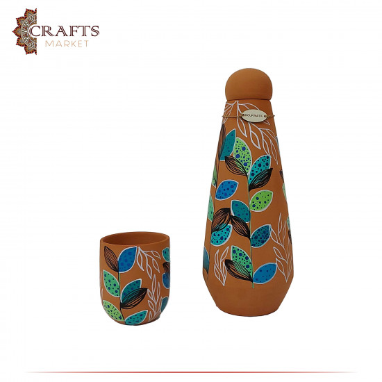 Handmade Water Pottery Set Decorated with Multi-color Decorations, 2PCs