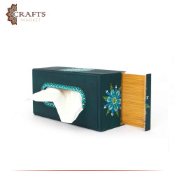 Hand-painted wooden tissue box Mandala design 
