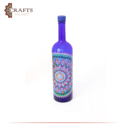 Hand Painted Acrylic Bottle Table Decor Mandala Design