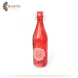 زجاجة ملونة يدوياً بألوان الأكريليك لحفظ السوائل تصميم ماندالا