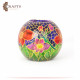 Hand-decorated Multi-colored Round Glass Vase with Flowers Design