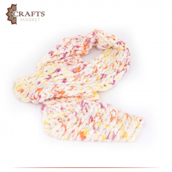 Hand-knitted Multi-Color Puffy Turkish Yarn Women's Winter Scarf 