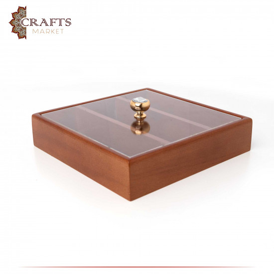 Handmade Square Wooden Serving Box with Lid 